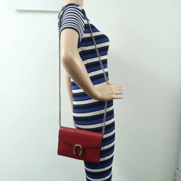 GUCCI Dionysus Chain Wallet Red Leather Shoulder Bag 801-021025 - Picture 12 of 12